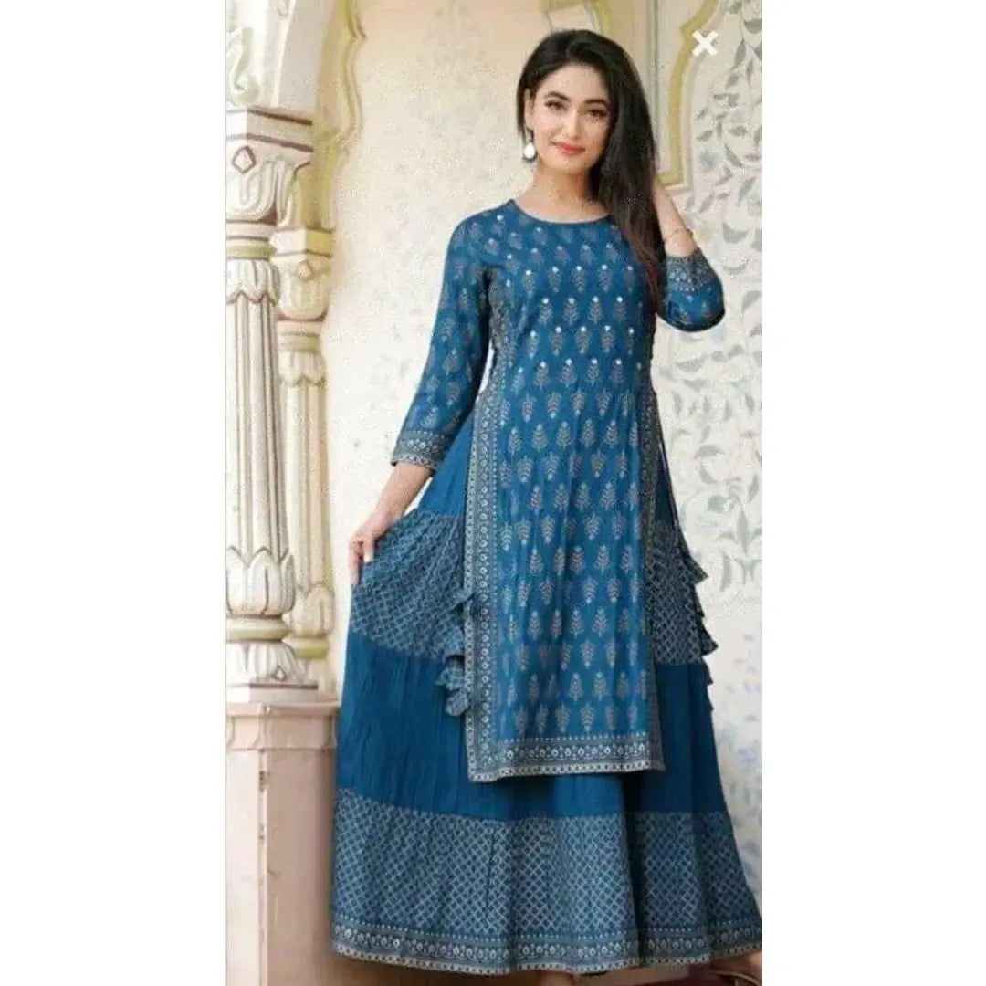 Amazing Rayon Printed Layered Kurti