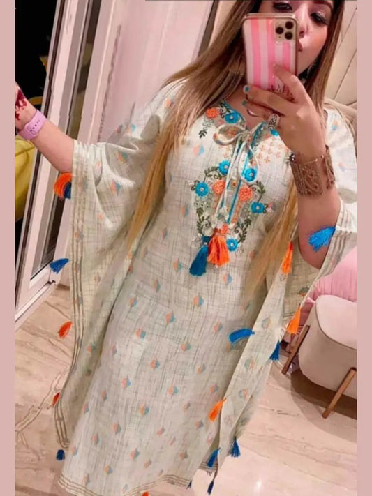 Stylish Rayon Printed Kaftan Kurti