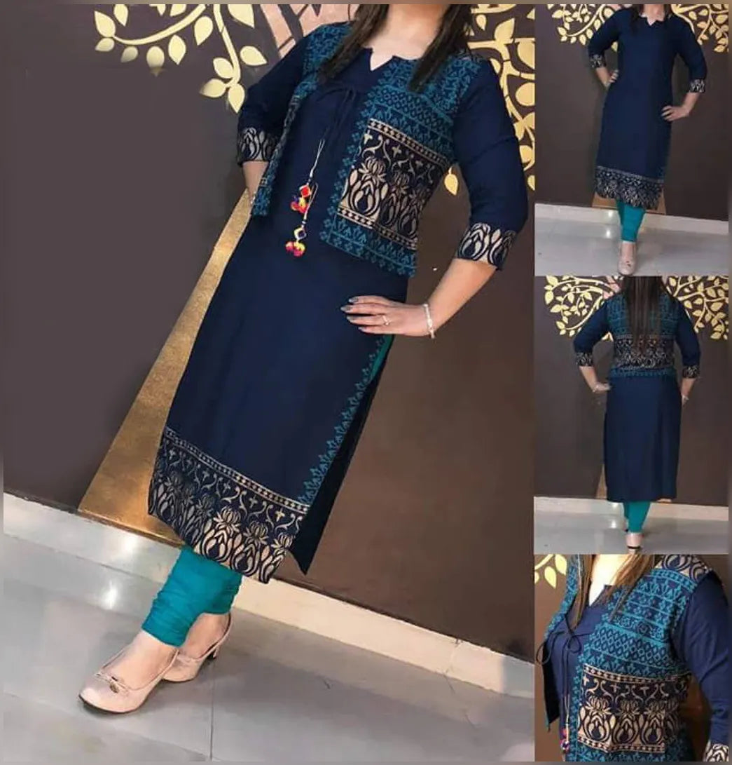 Beautiful Printed Kurti with Jacket