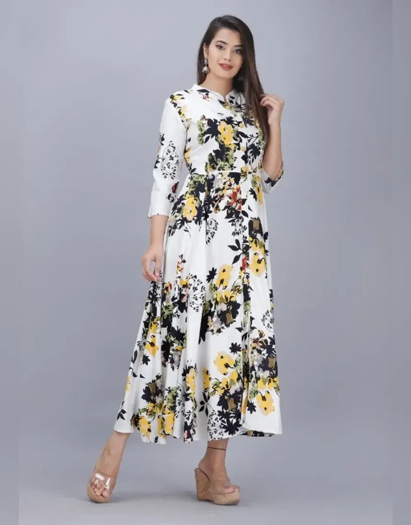 Alluring Rayon Printed Flared Kurti