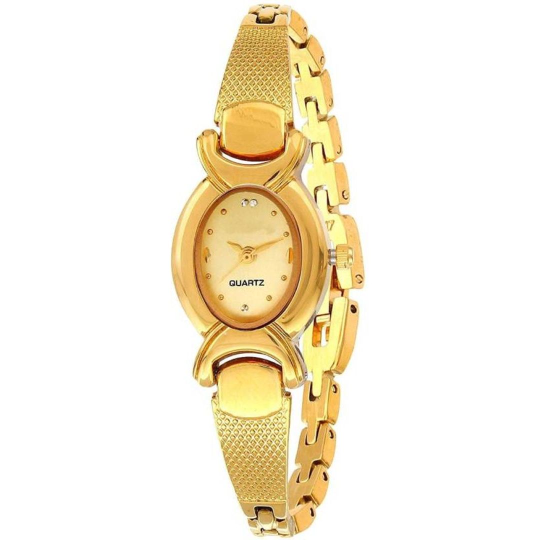 Classy Women's Golden Analog Metal Watch