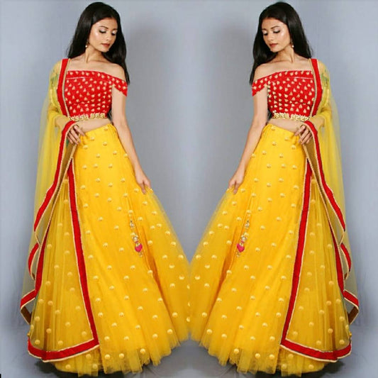 Pretty Embroidered Net Lehenga