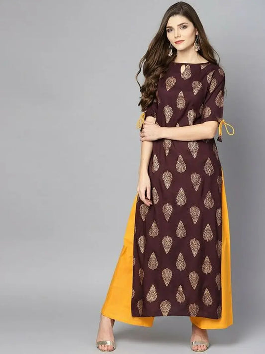 Amazing Cotton Blend Kurta Palazzo Set