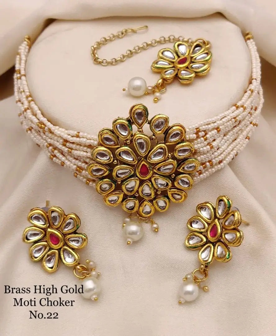 Trendy Brass Choker Jewellery Set