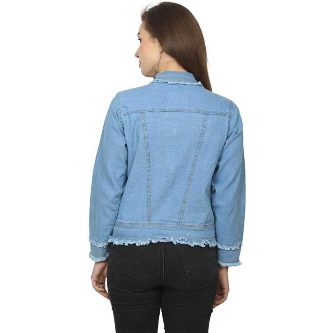 Grianlook Casual Denim Jacket for Women Basic Denim Soft Stretch Jean Jacket  Light Blue M - Walmart.com