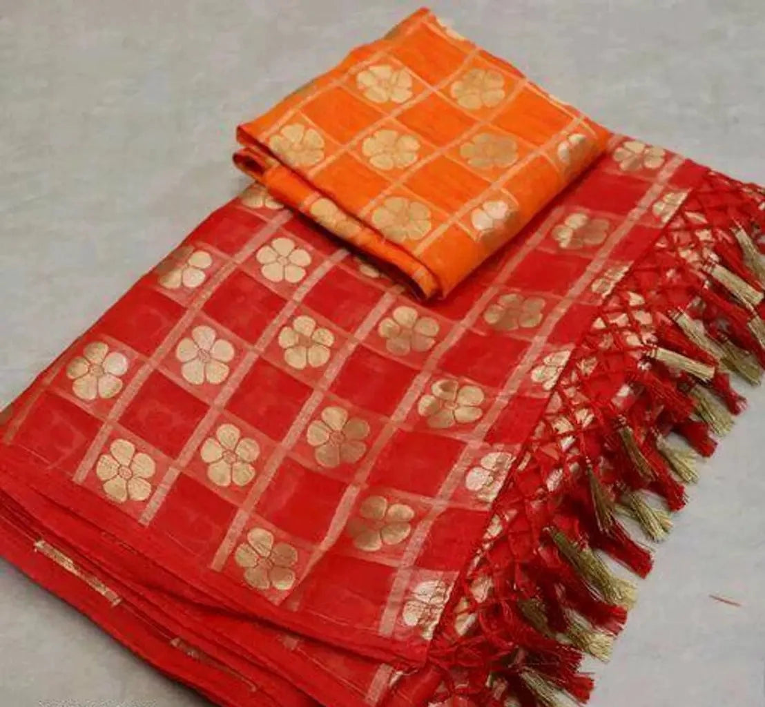 Gorgeous Poly Crepe Jacquard Saree with Blouse piece