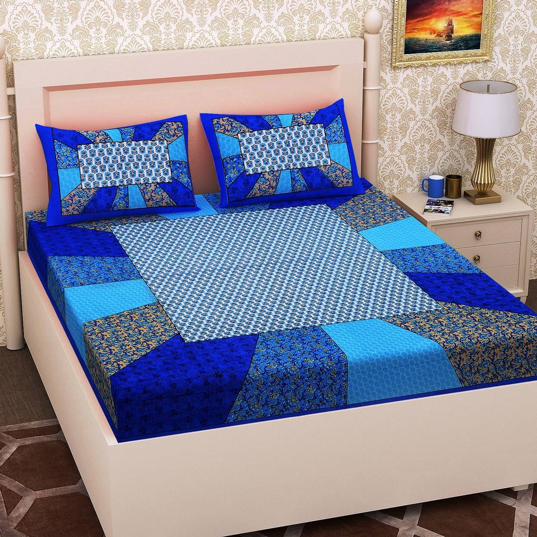 Sizzling Cotton Printed Double Bedsheet With 2 Pillow Covers