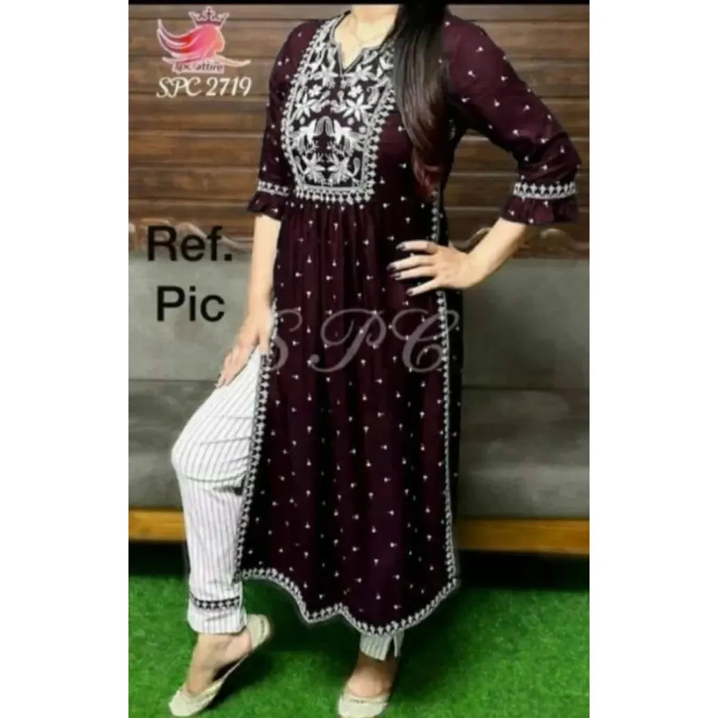 Fancy Rayon Embroidered kurta With Pant