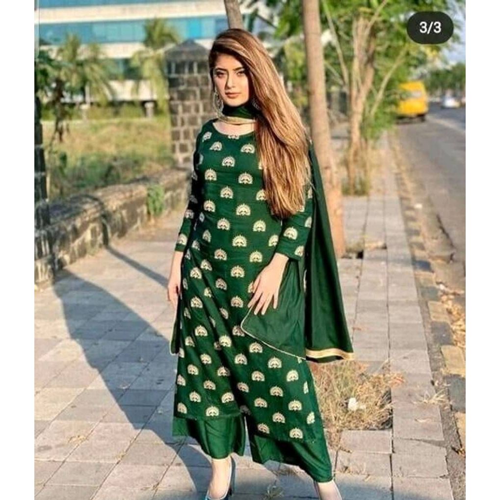 Trendy Rayon Kurta Pant Dupatta Set